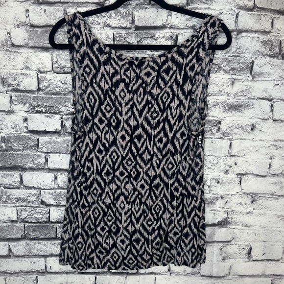 INC International Concepts Black and Tan Sequin Pattern Tank Size L - Picture 3 of 5